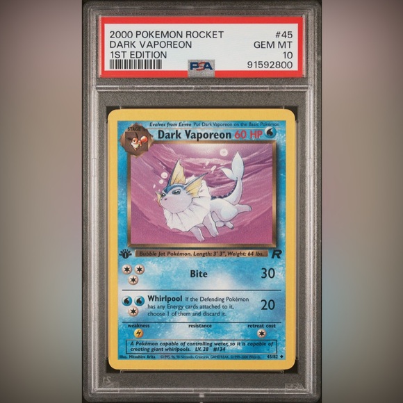Pokemon Other - Dark Vaporeon [1st Edition] 45/82 [PSA Gem Mint 10] Pokémon Team Rocket 2000